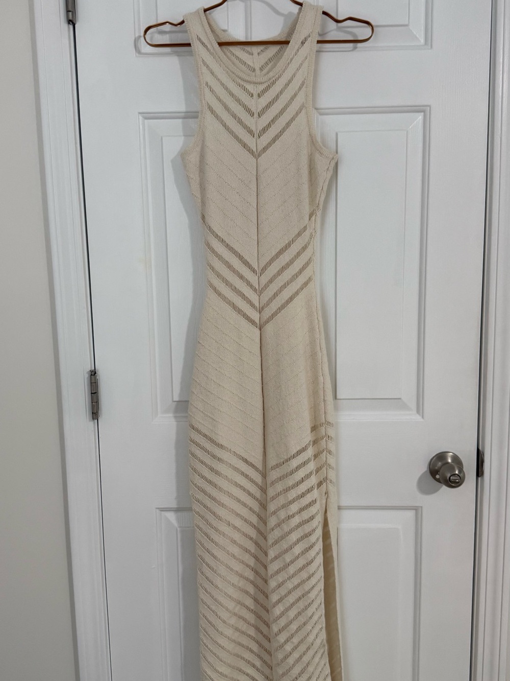 Sleeveless Cream Knit Maxi Dress